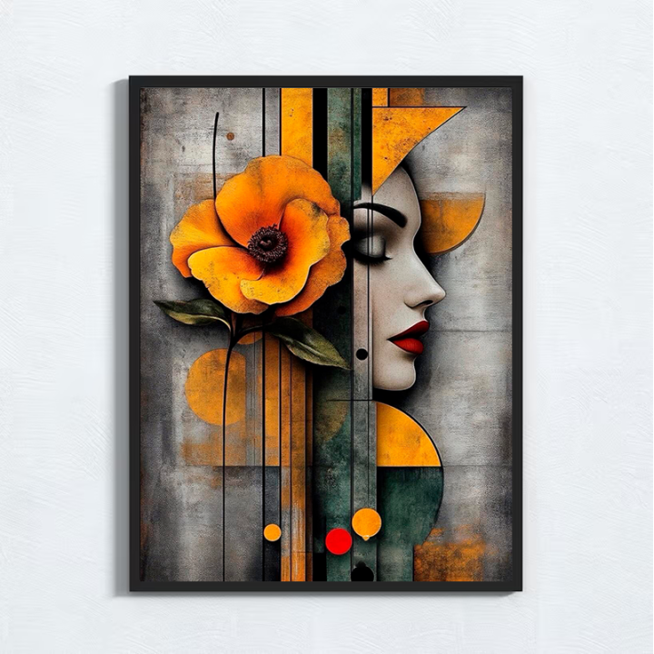 Cuadro Abstracto Flor Geométrica | Arte Moderno Figurativo