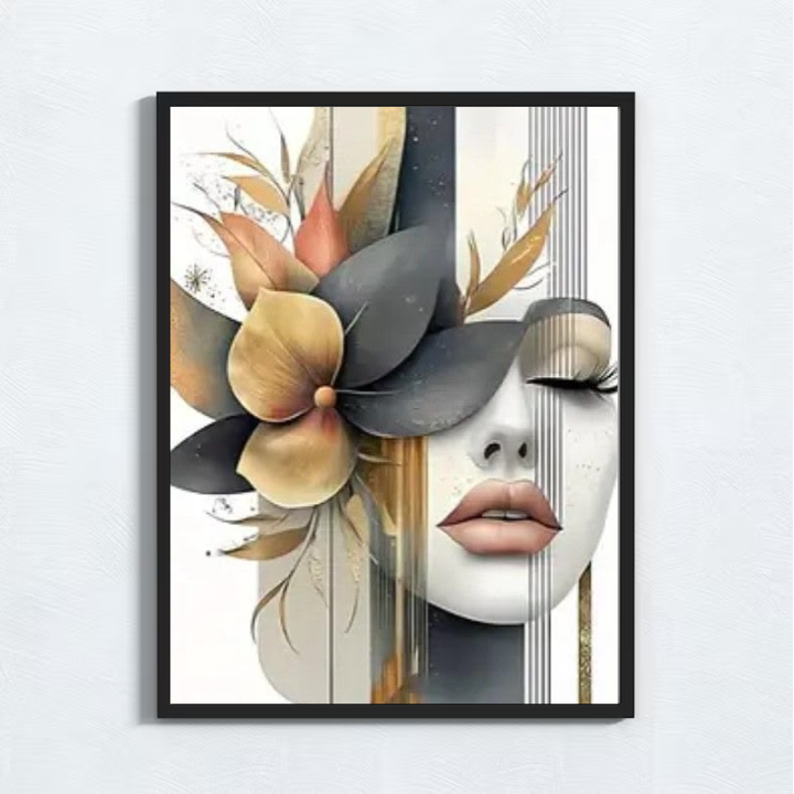 Cuadro Abstracto Pétalos Dorados | Elegancia Minimalista