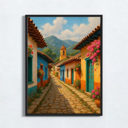 Cuadro Ciudad Sendero del Pueblo Colorido | Arquitectura Colonial
